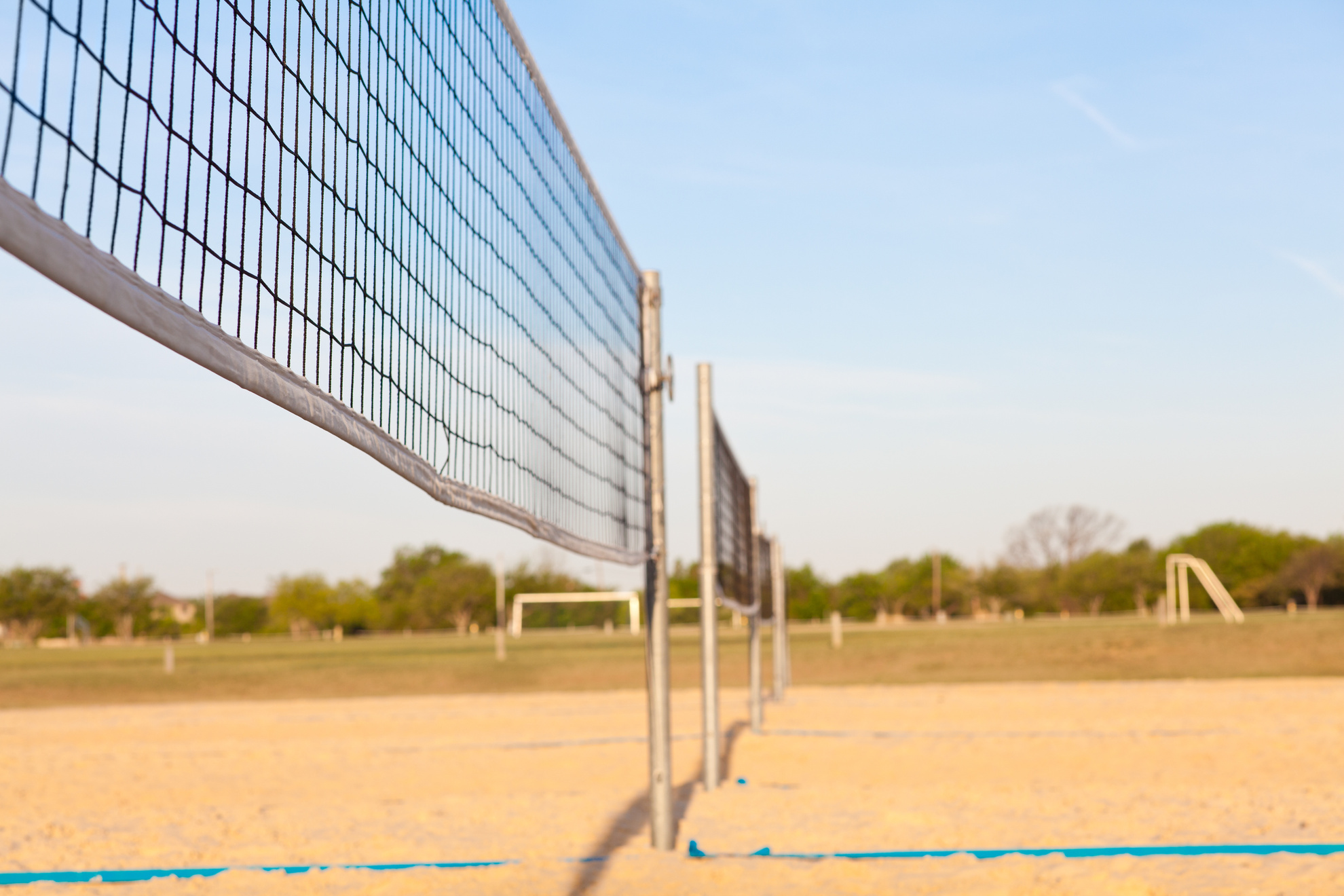 Empty Sand Volleyball Courts on a Nice Day